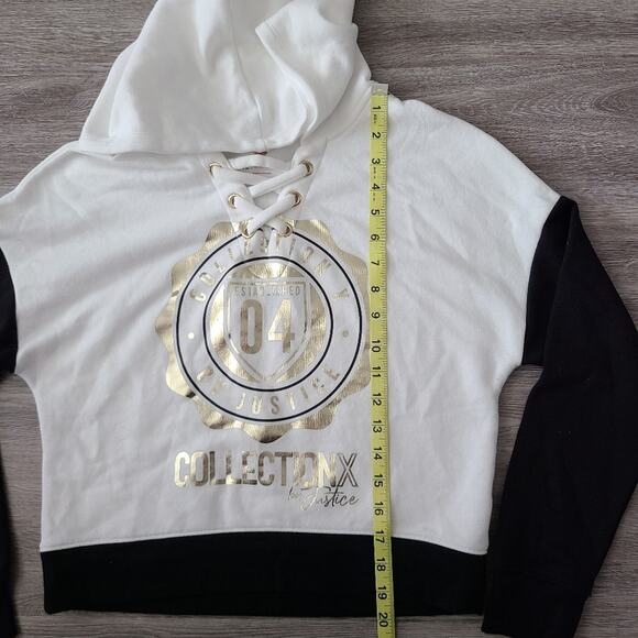 Justice crisscross neck color block hoodie Size 12 - Picture 8 of 10